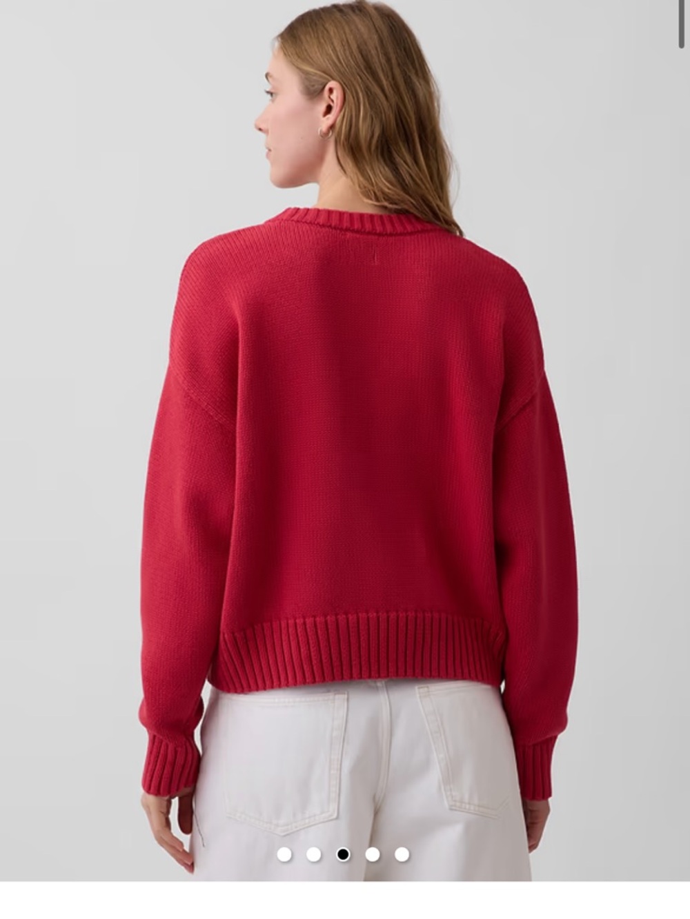 100% Cotton Crop Crewneck Women's Sweater Red - Gap - Picture 4 of 4